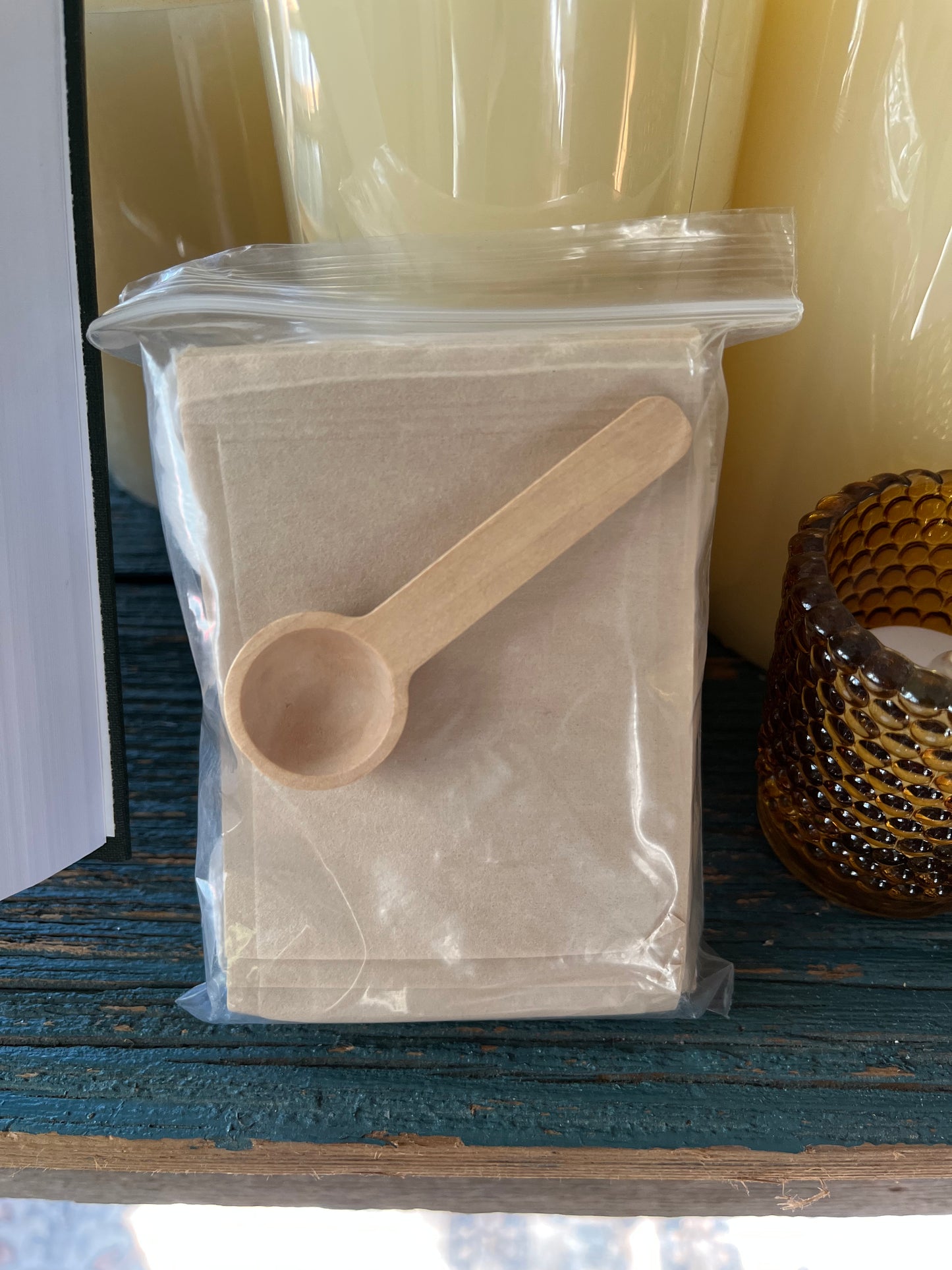 Drawstring Tea Bags and wood spoon 75pcs